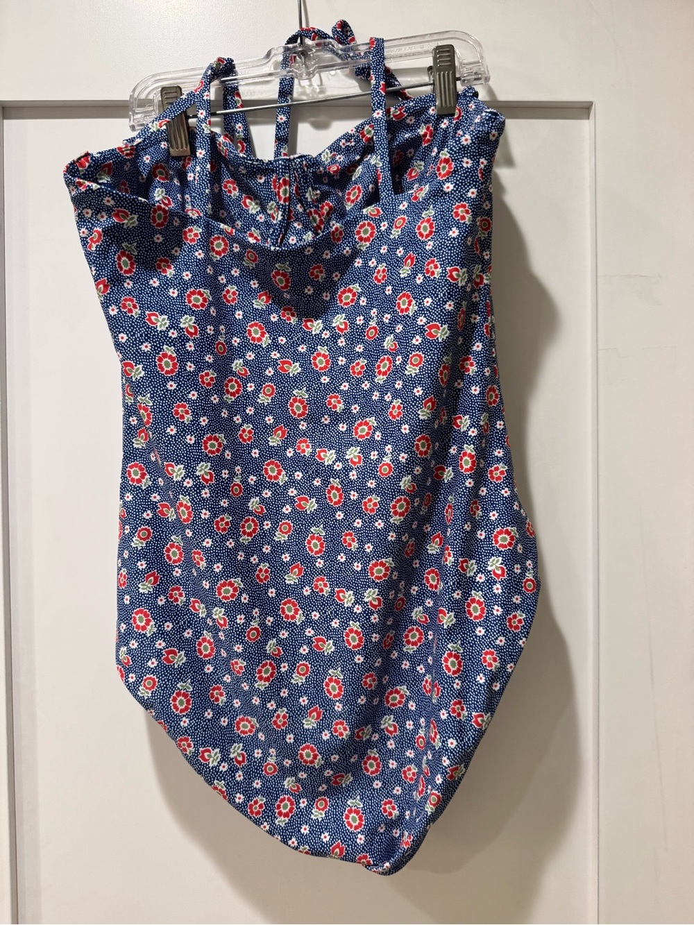 Minnow Blue Floral One-Piece Swimsuit with Red & White Accents - Picture 4 of 6